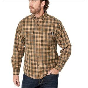 Wolverine Men's Glacier Lite Plaid Flannel Long Sleeve Button Down Shirt Brown L